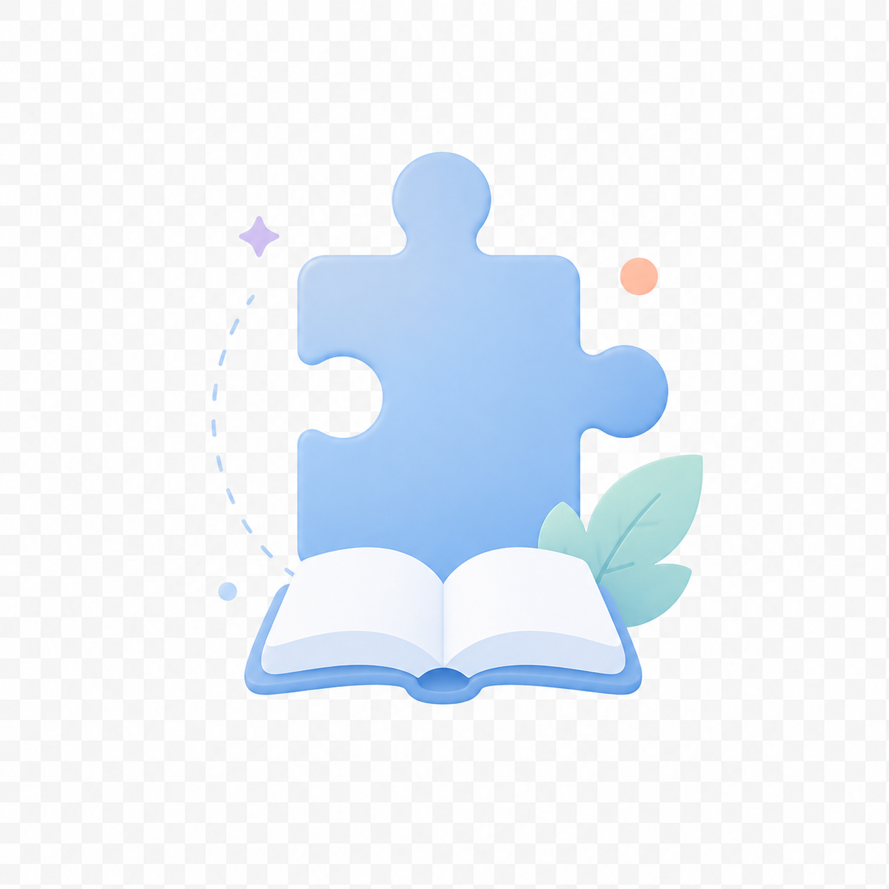 Ícono de aprendizaje con rompecabezas y libro